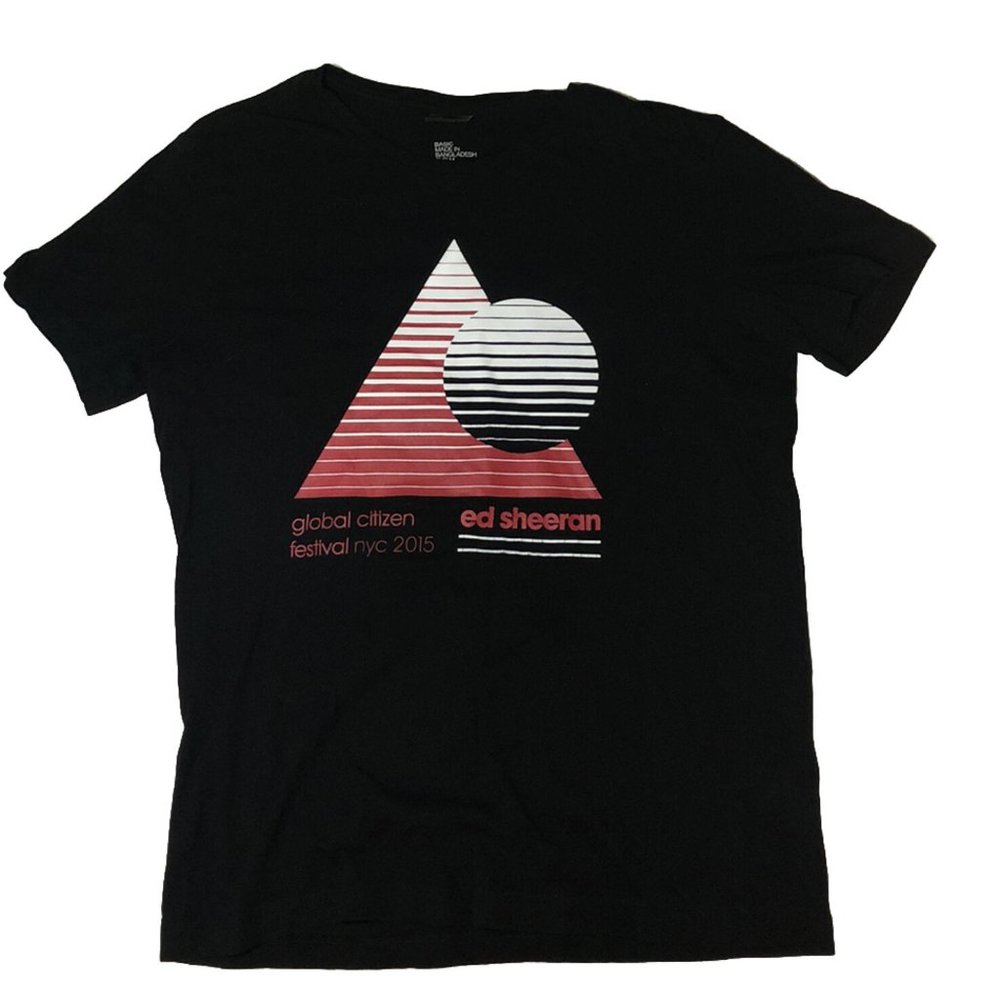 Ed Sheeran H&M Global Citizen Festival NYC 2015 Black T-Shirt Tee Merch Size M